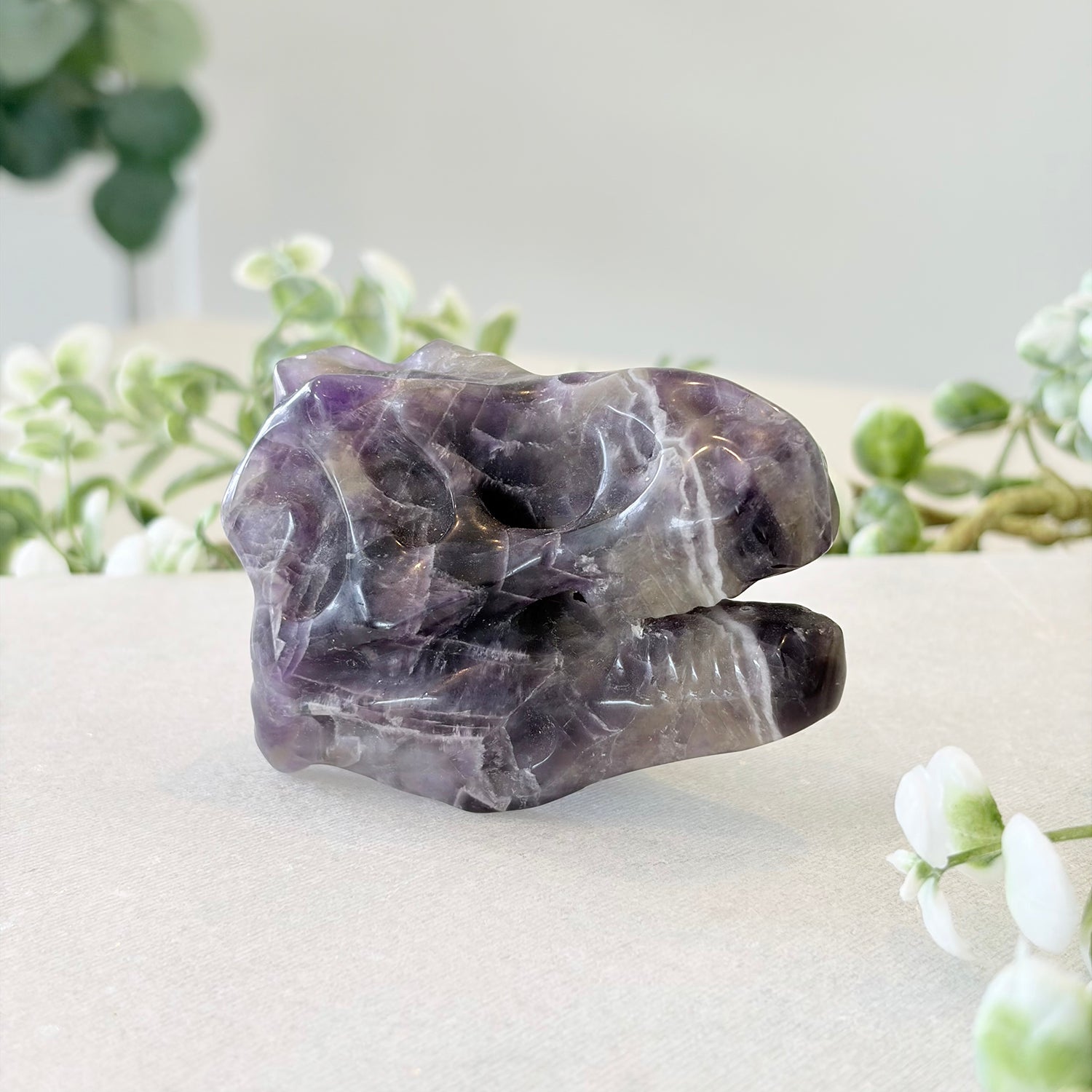 Amethyst Dinosaur Head Carving