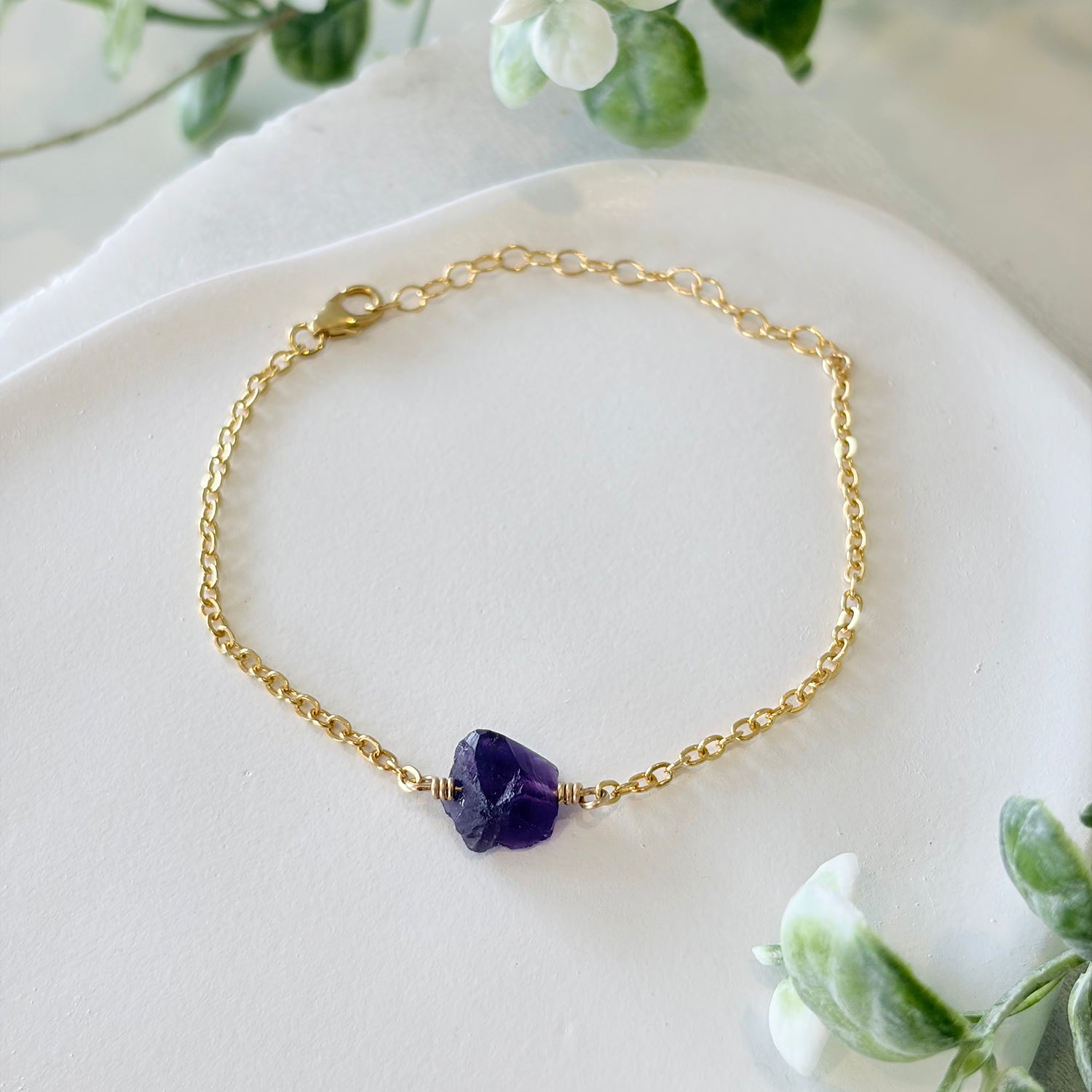 Amethyst Crystal Raw Nugget Bracelet