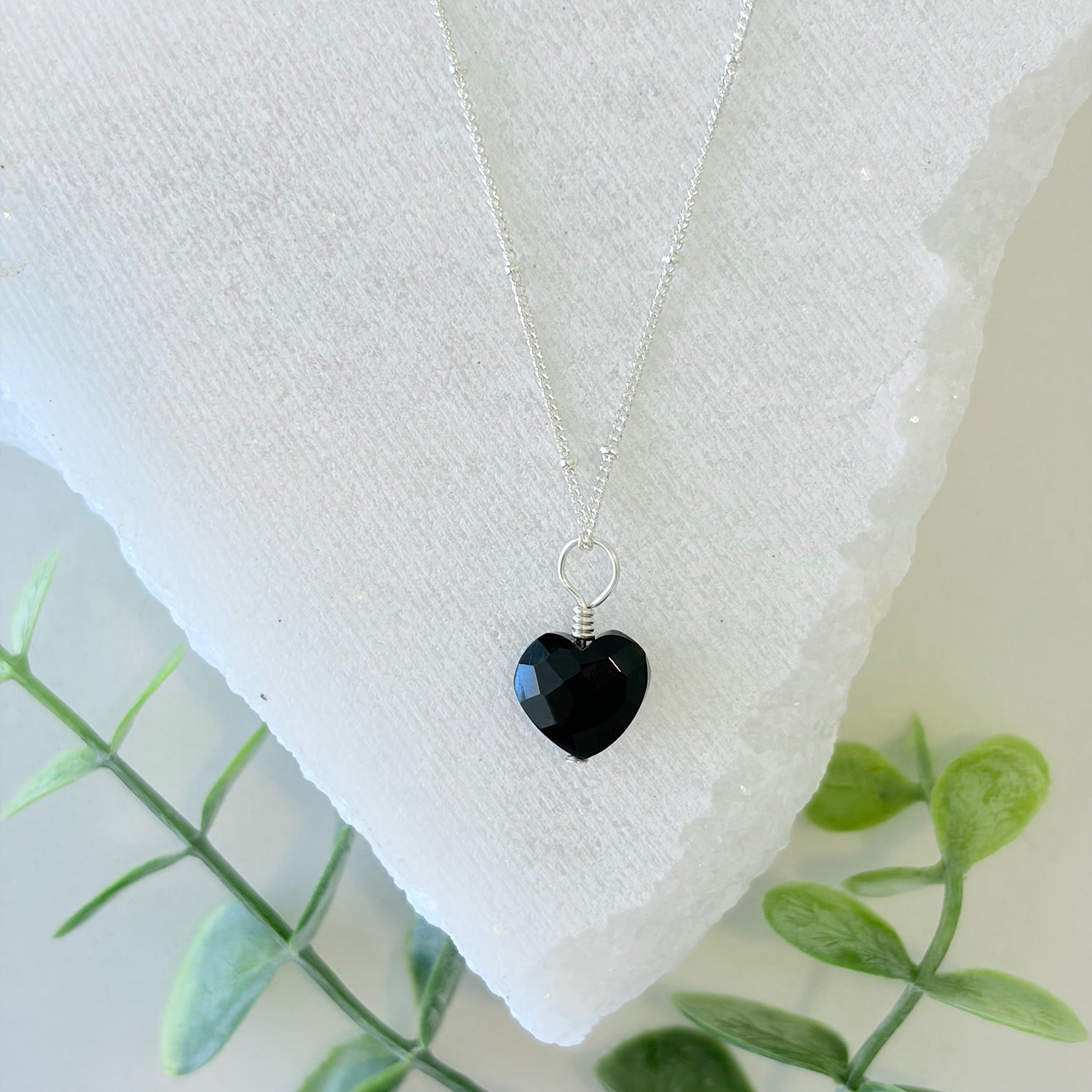 Black Onyx Crystal Heart Pendant