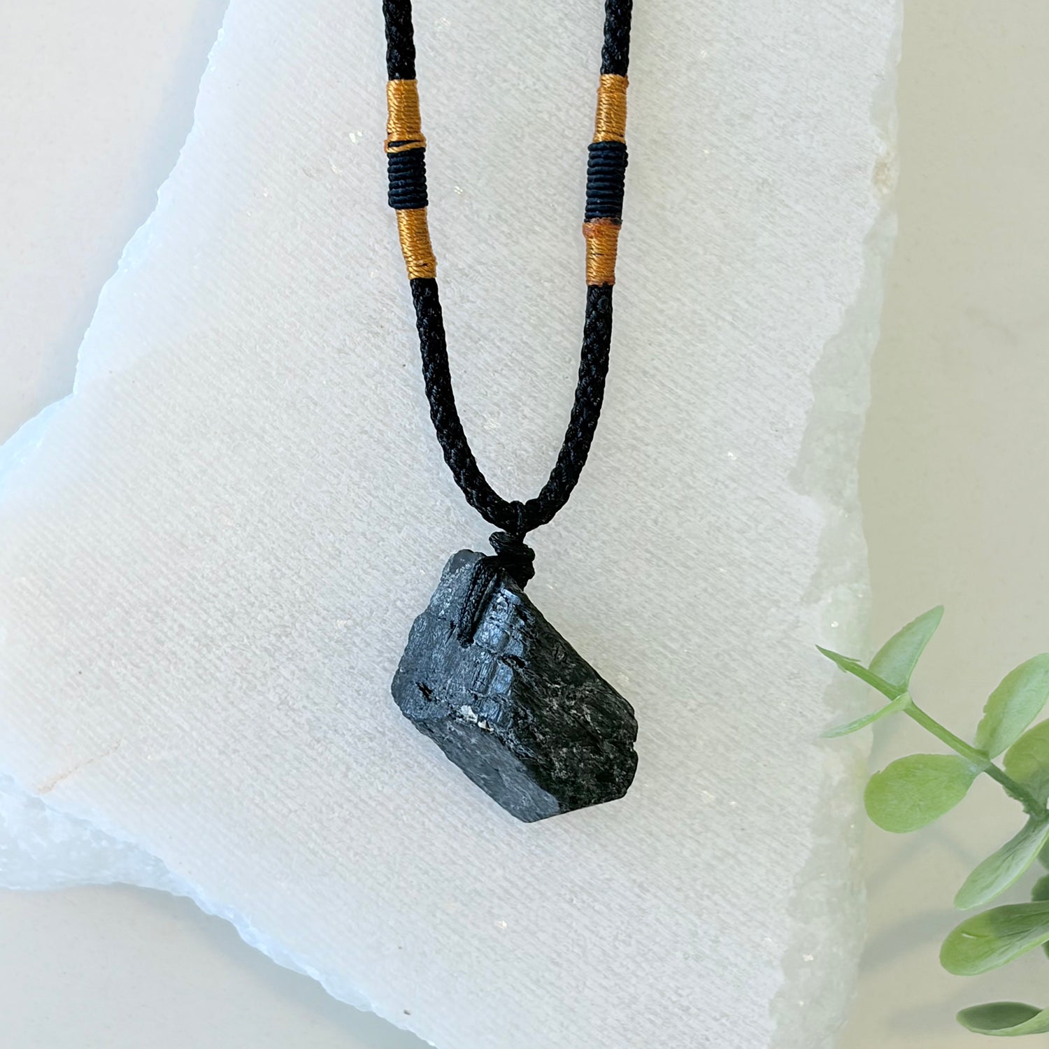 Black Tourmaline Raw Pendant Necklace