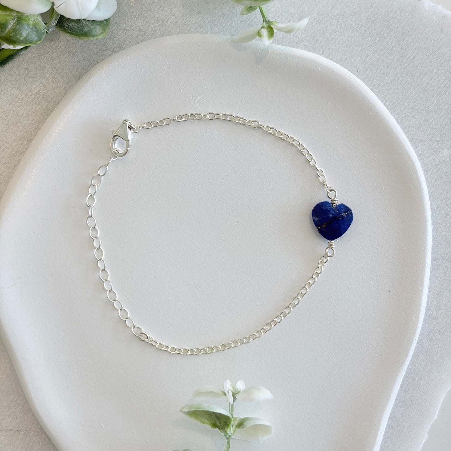 Lapis Lazuli Crystal Heart Bracelet
