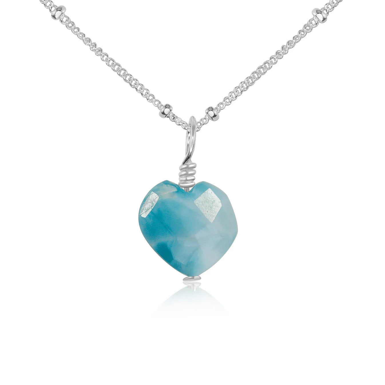 Larimar Crystal Heart Pendant Necklace