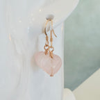 Rose Quartz Crystal Heart Earrings