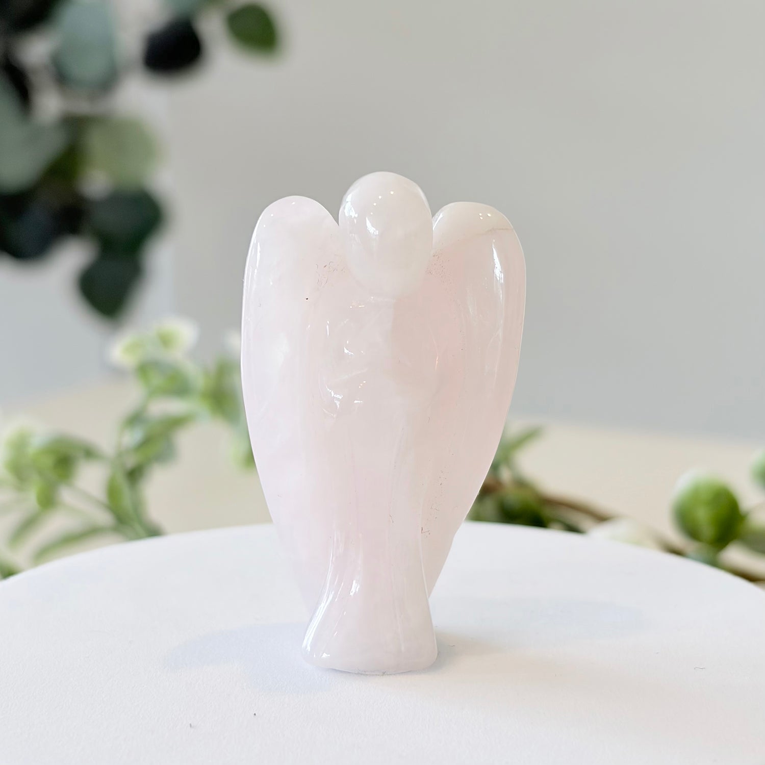 Rose Quartz Carved Angel Medium