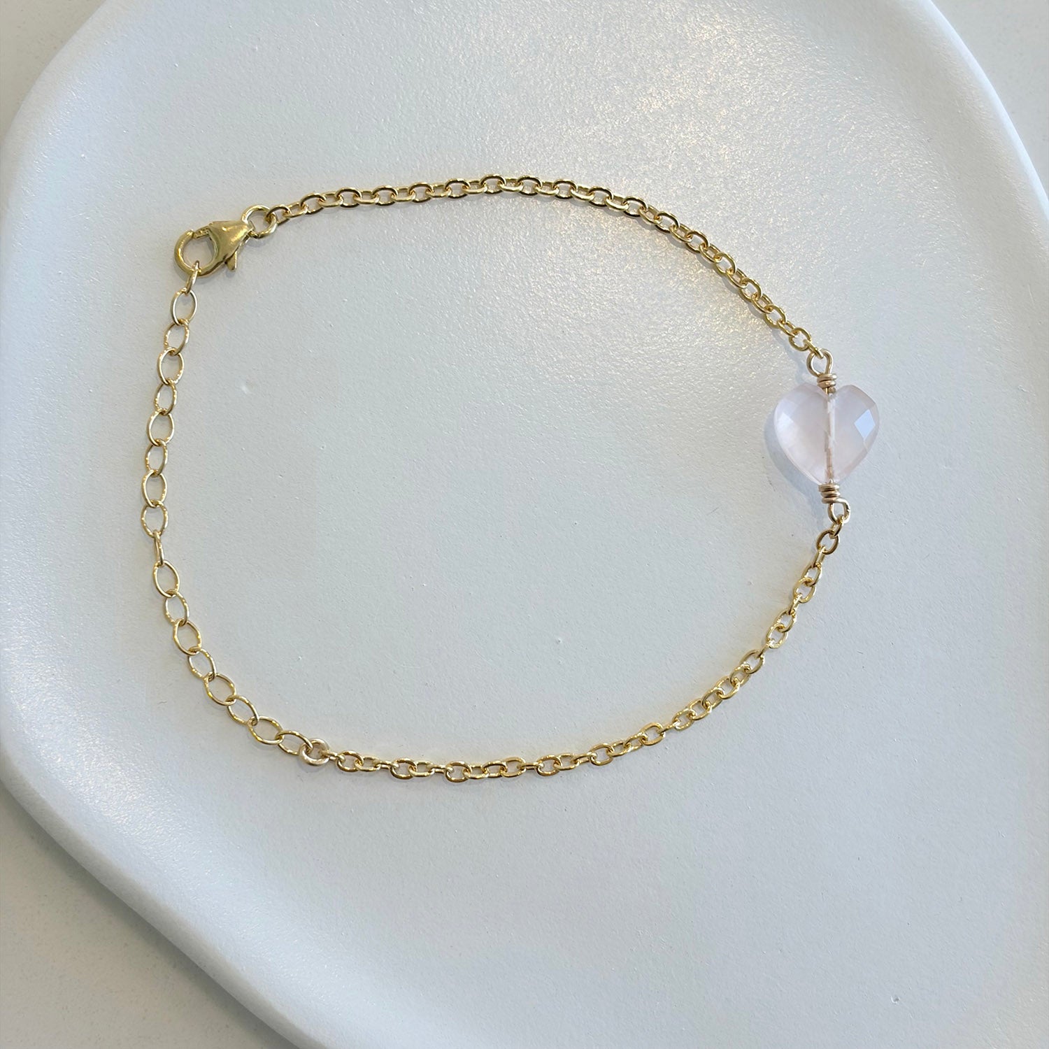 Rose Quartz Crystal Heart Bracelet